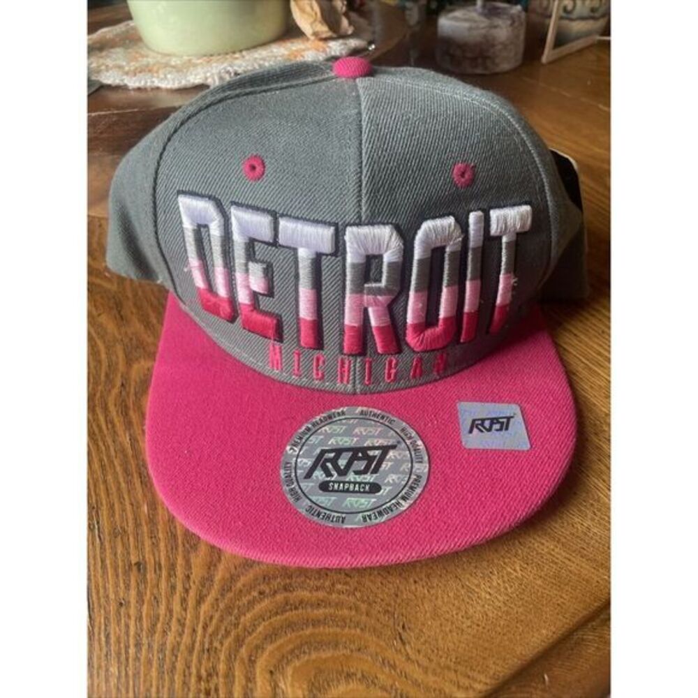 Detroit Michigan SnapBack‎ RDST Hat Pink Gray